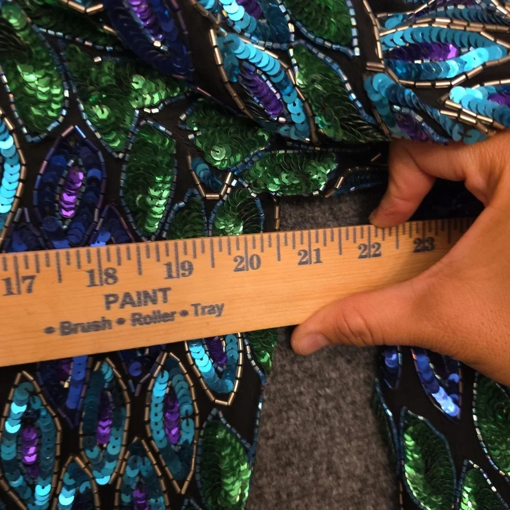 Vtg‎ Laurence Kazar Jacket Womens Large Multicolor Silk Beaded Sequin Peacock